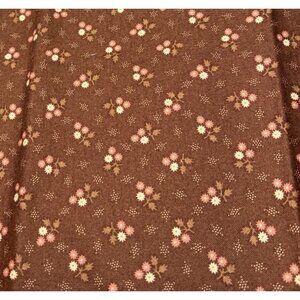 Small Floral Brown Quilting Cotton Fabric 19x22" Pink & Beige Flowers